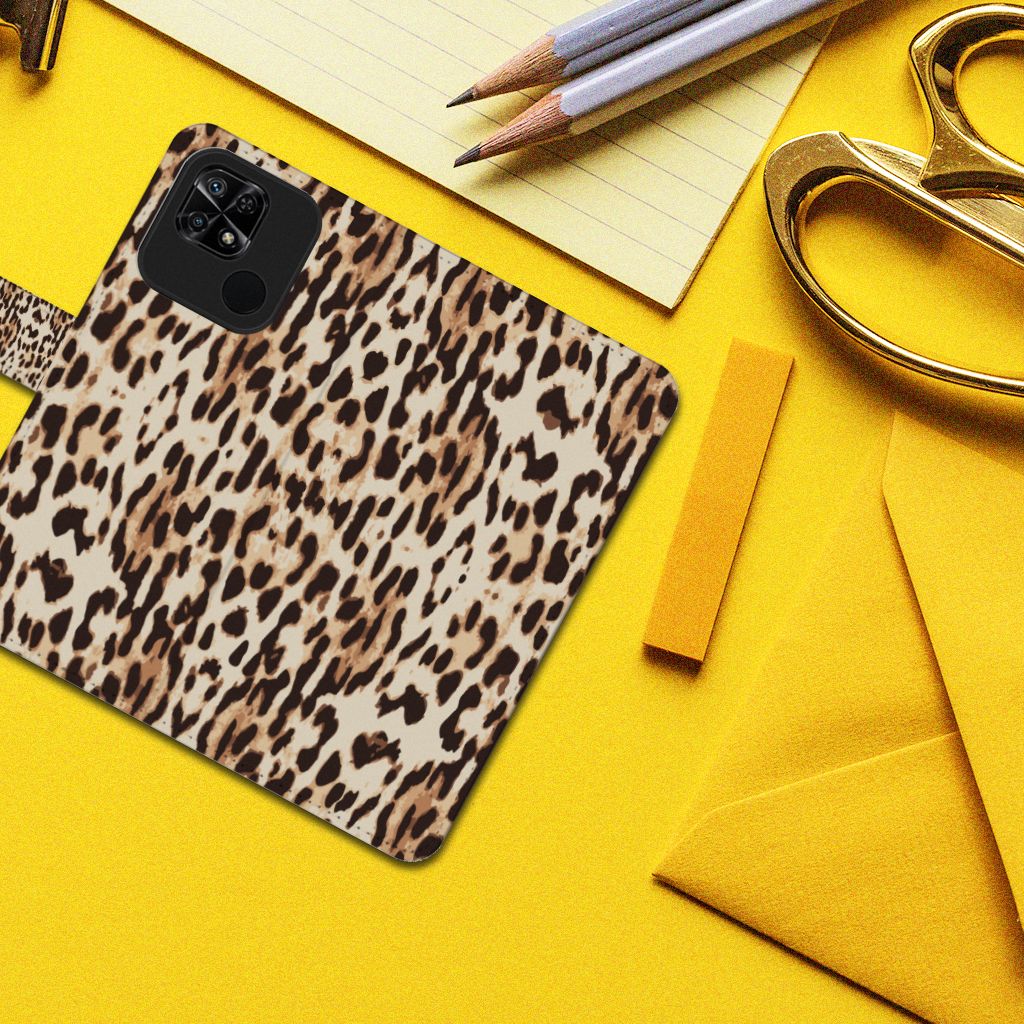 Xiaomi Redmi 10C Telefoonhoesje met Pasjes Leopard