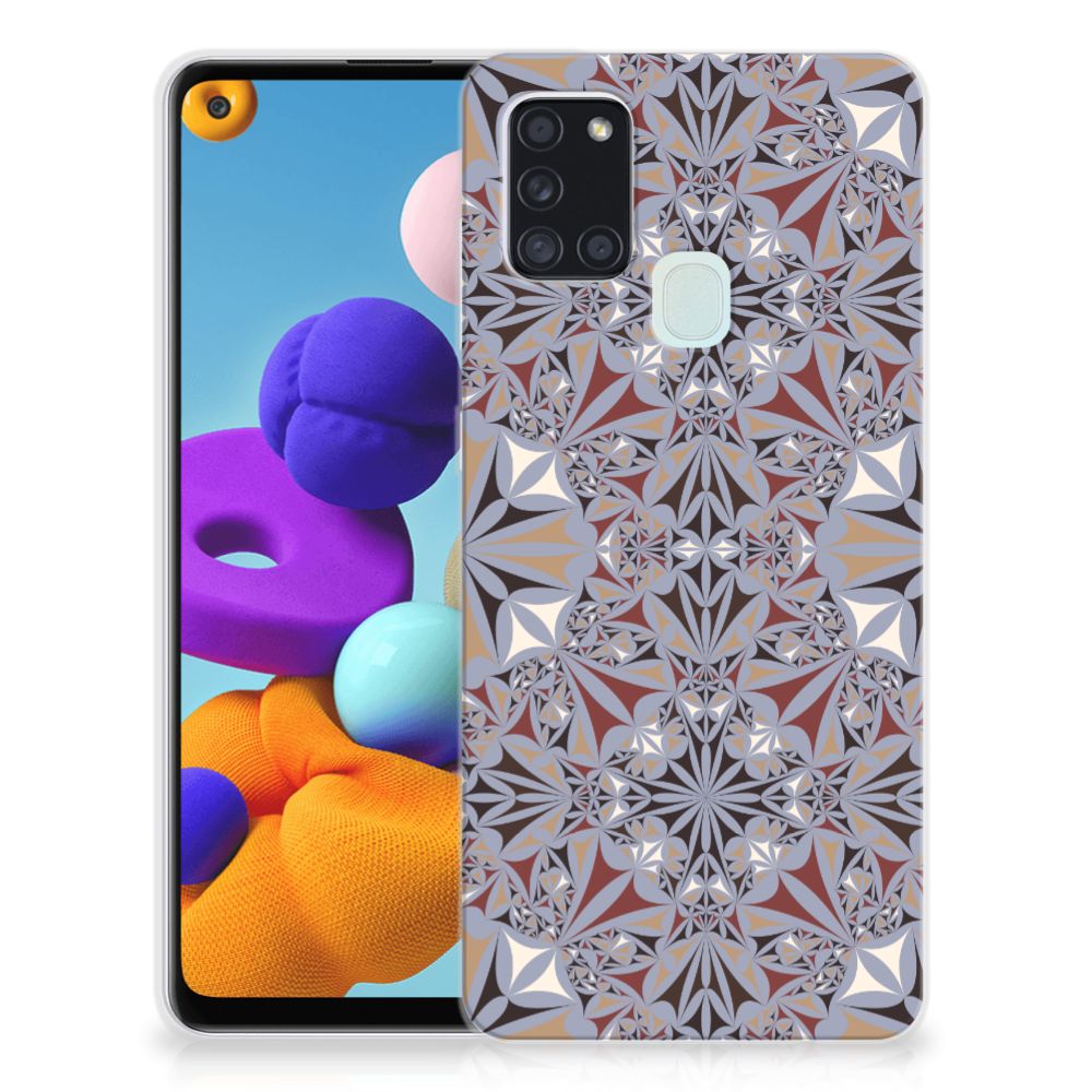 Samsung Galaxy A21s TPU Siliconen Hoesje Flower Tiles