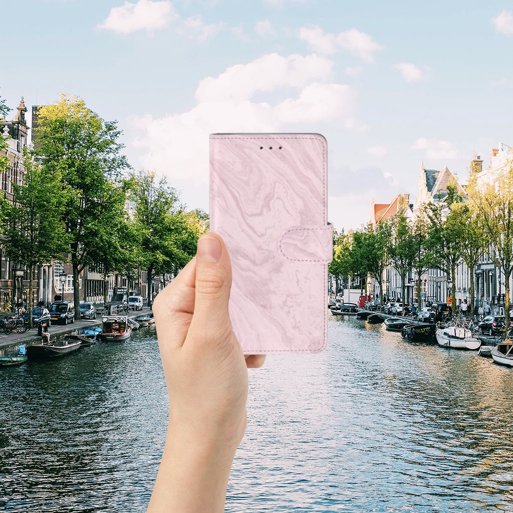 Samsung Galaxy J7 2016 Bookcase Marble Pink - Origineel Cadeau Vriendin