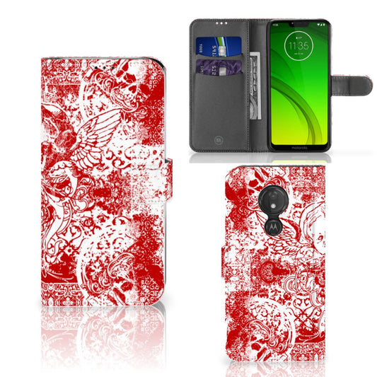 Telefoonhoesje met Naam Motorola Moto G7 Power Angel Skull Rood