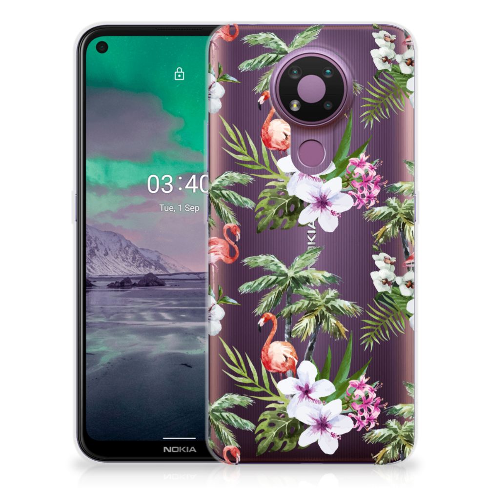 Nokia 3.4 TPU Hoesje Flamingo Palms