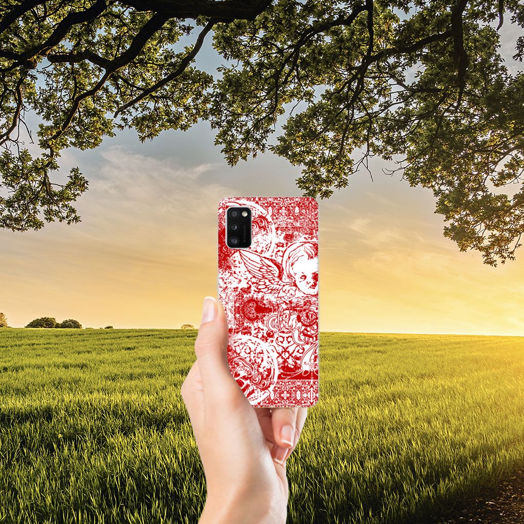 Silicone Back Case Samsung Galaxy A41 Angel Skull Rood B2C Telecom