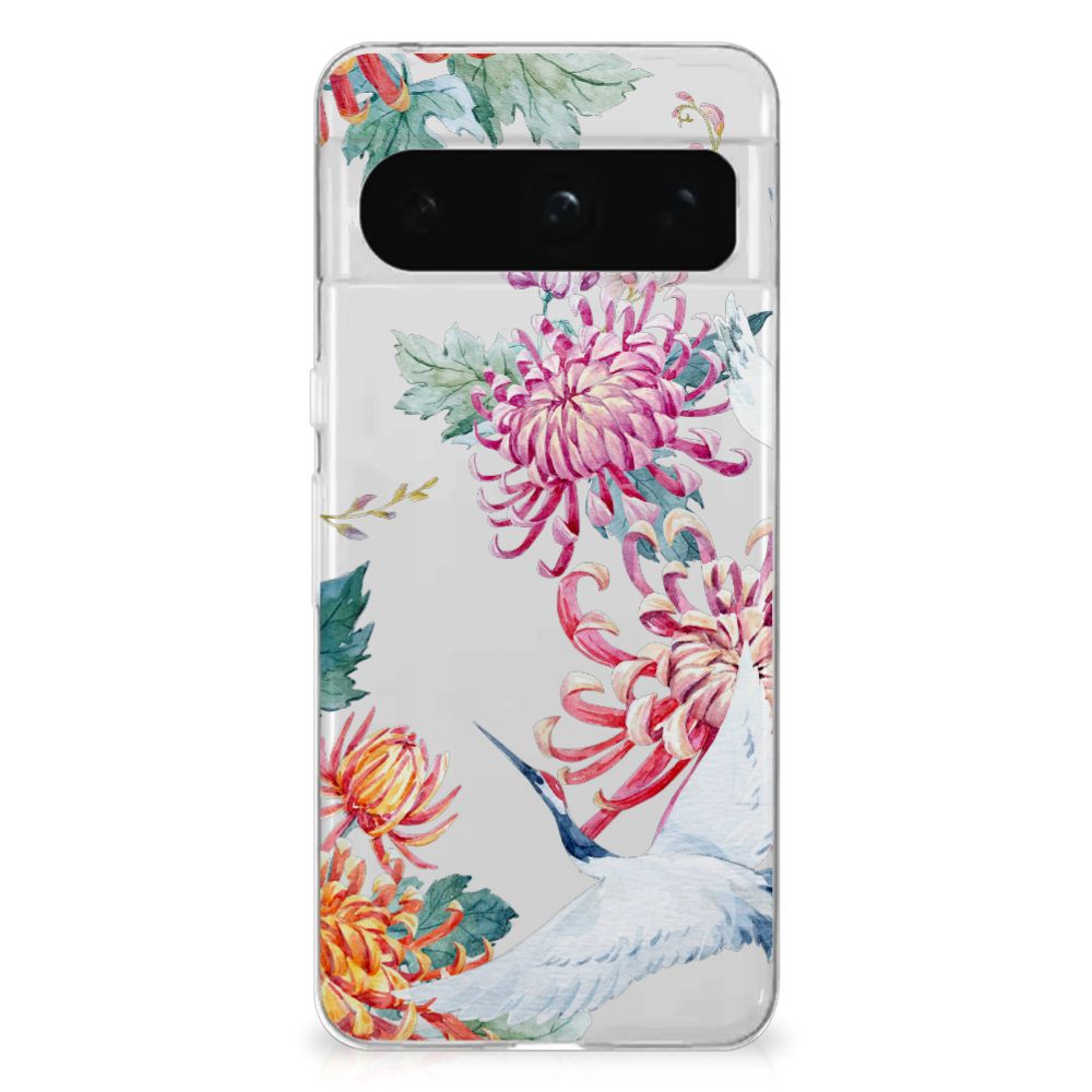 Google Pixel 8 Pro TPU Hoesje Bird Flowers