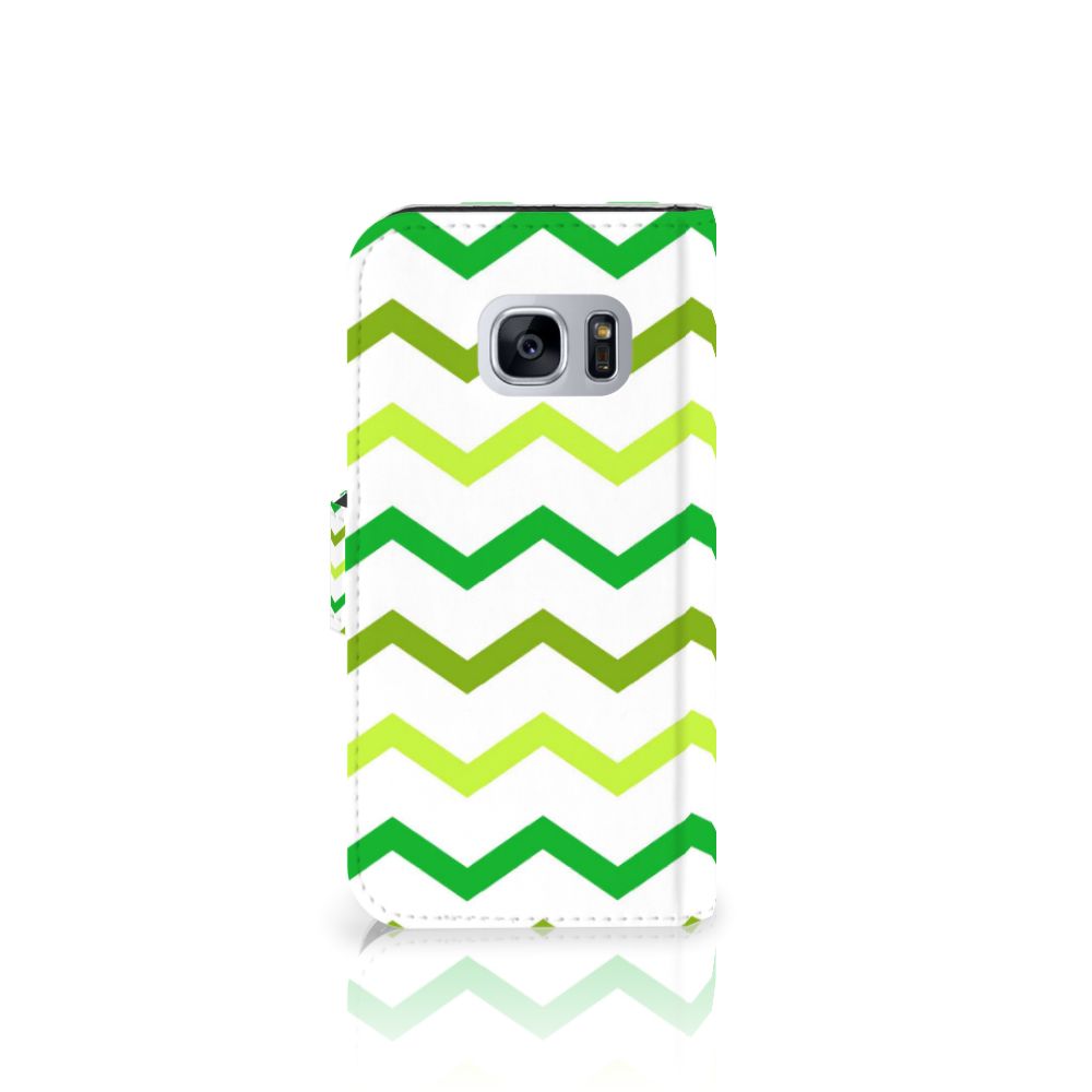 Samsung Galaxy S7 Telefoon Hoesje Zigzag Groen