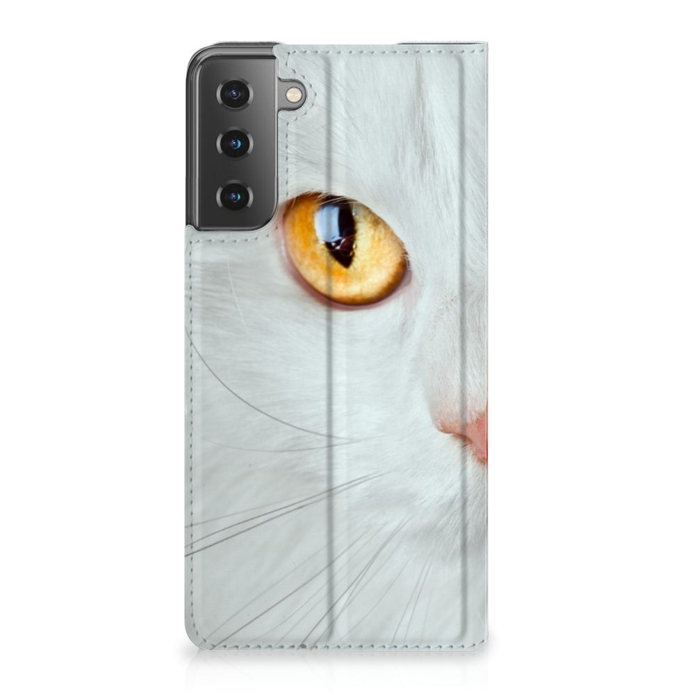 Samsung Galaxy S21 Plus Hoesje maken Witte Kat - B2C Telecom