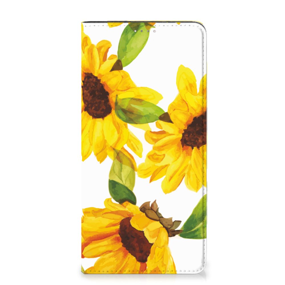 Smart Cover voor Samsung Galaxy A14 4G Zonnebloemen met prachtige zonnebloemen print.