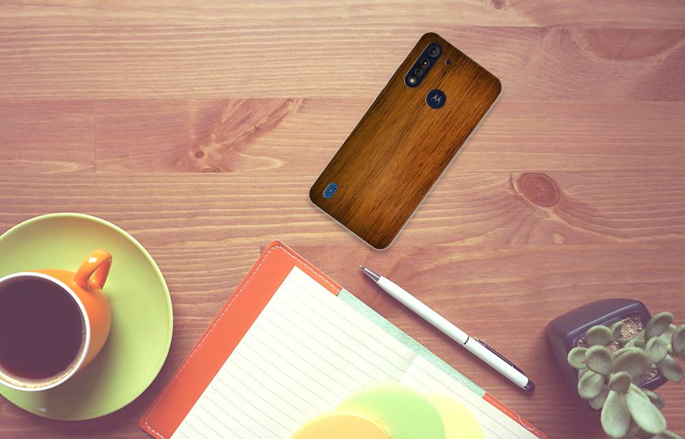Motorola Moto G8 Power Lite Bumper Hoesje Donker Hout B2C Telecom