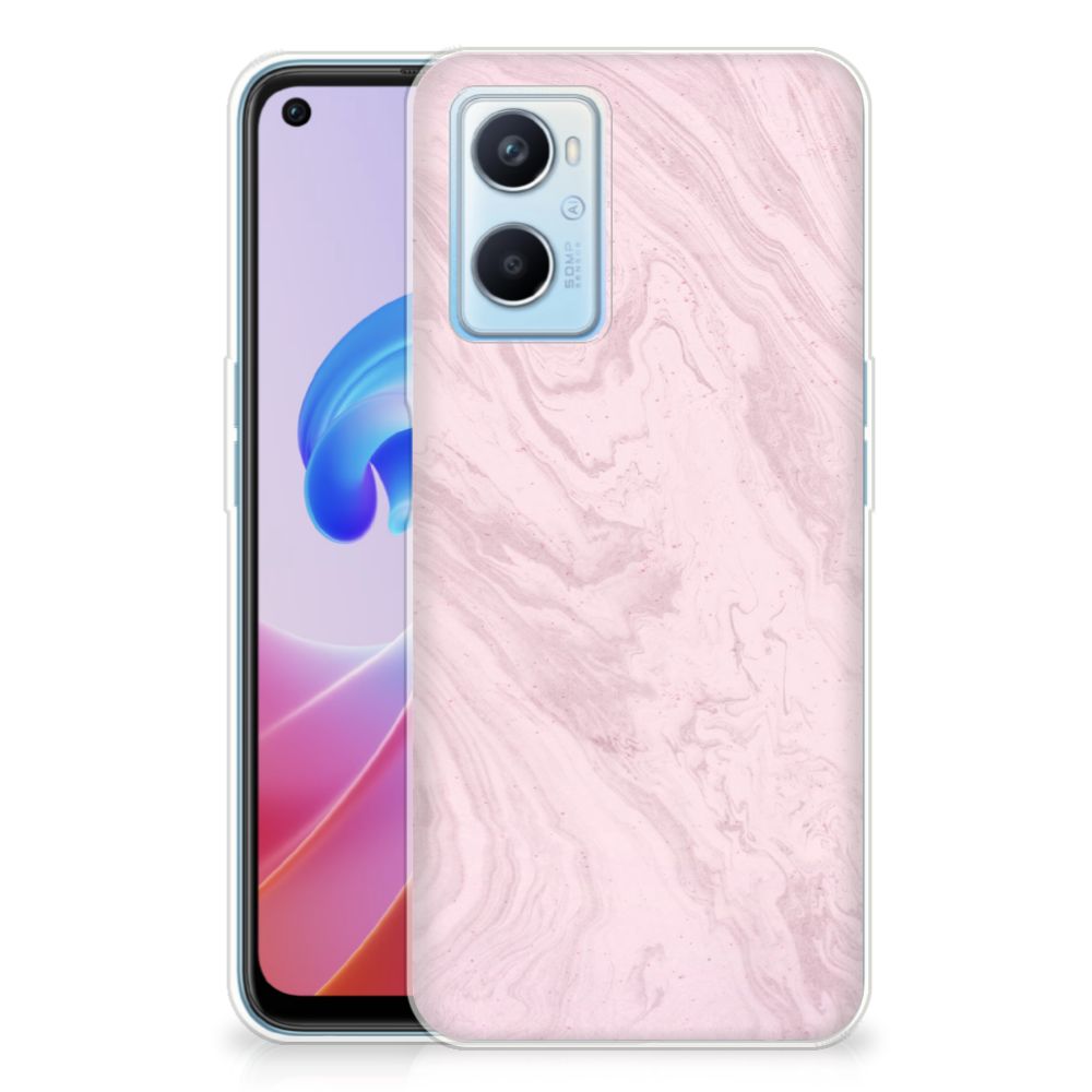 OPPO A96 | OPPO A76 TPU Siliconen Hoesje Marble Pink - Origineel Cadeau Vriendin