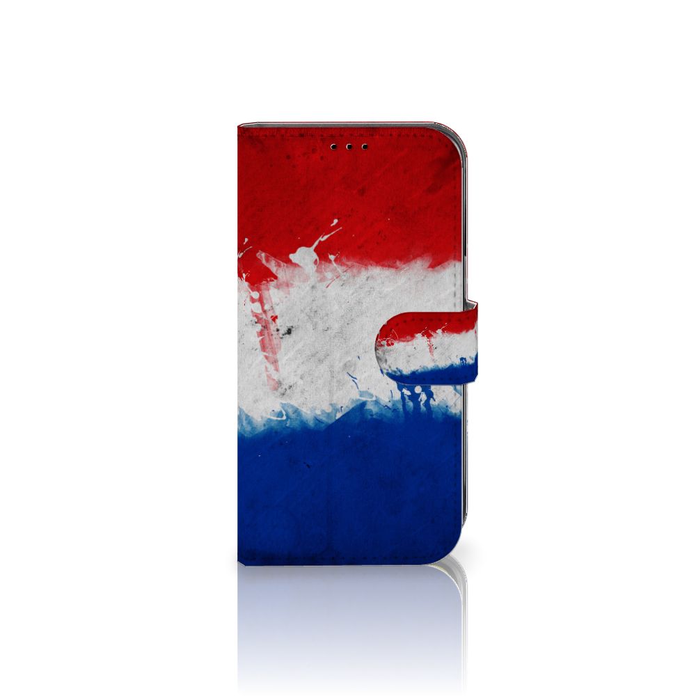 Apple iPhone 14 Bookstyle Case Nederland met design van de Nederlandse vlag in rood, wit en blauw.