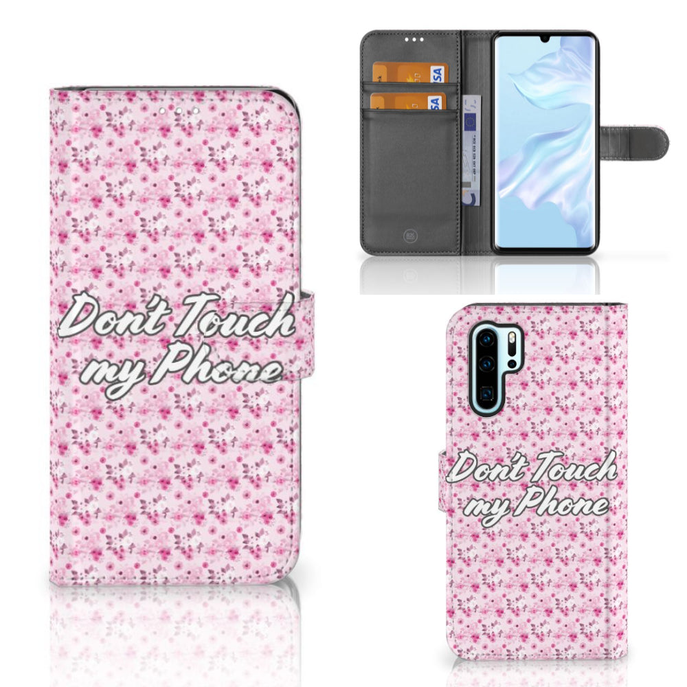 Huawei P30 Pro Portemonnee Hoesje Flowers Pink DTMP