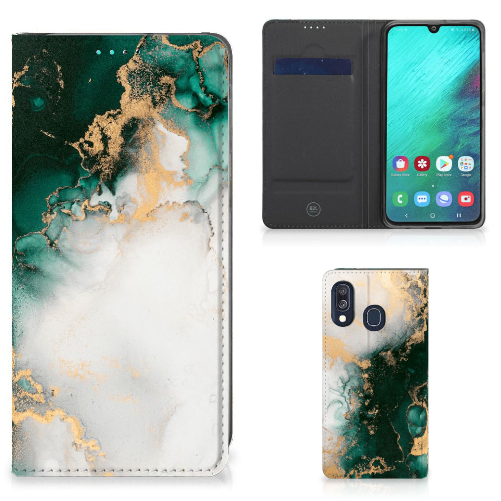 Standcase voor Samsung Galaxy A40 Marmer Groen