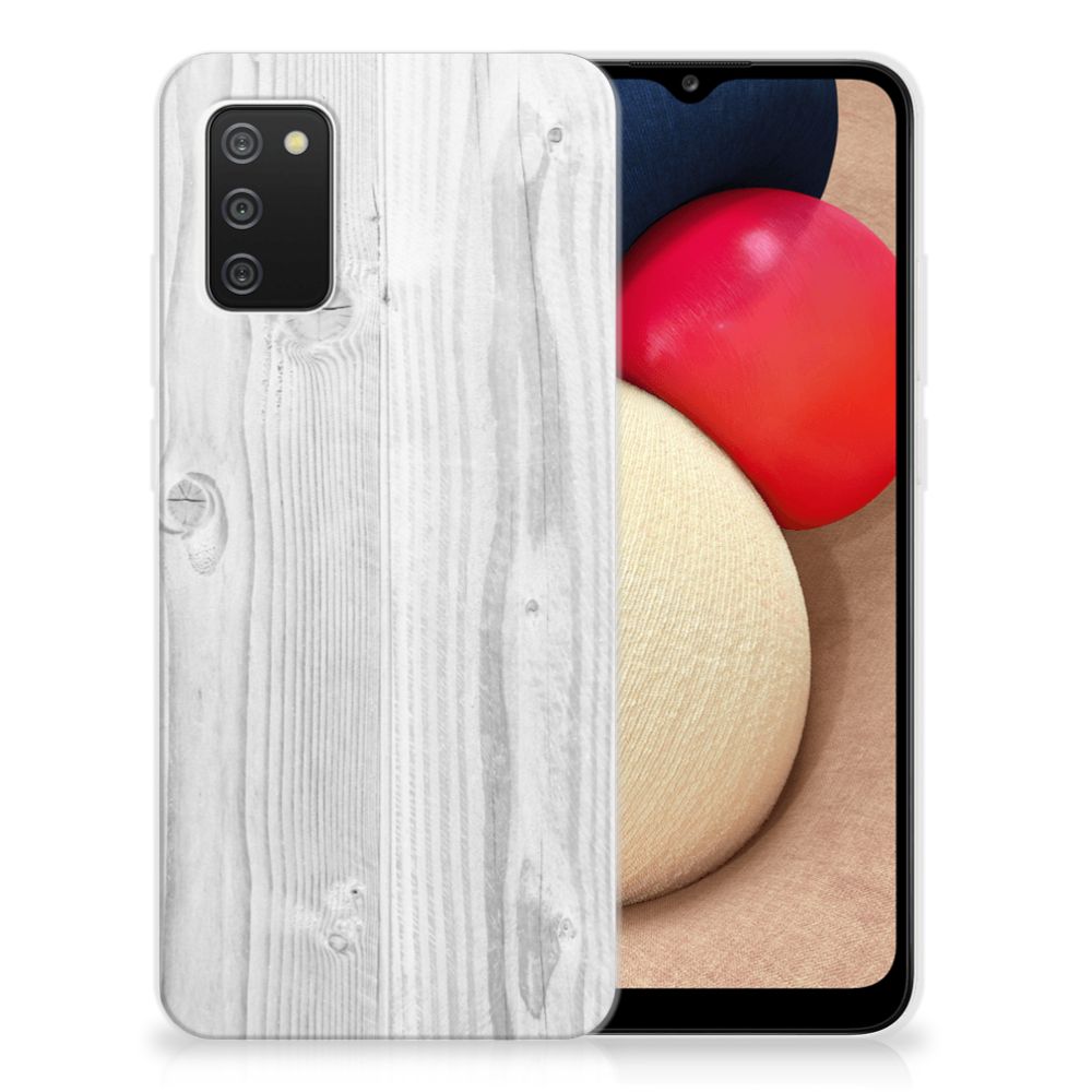 Samsung Galaxy A02s Bumper Hoesje White Wood