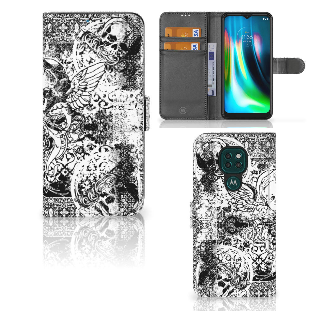 Telefoonhoesje met Naam Motorola Moto G9 Play | E7 Plus Skulls Angel