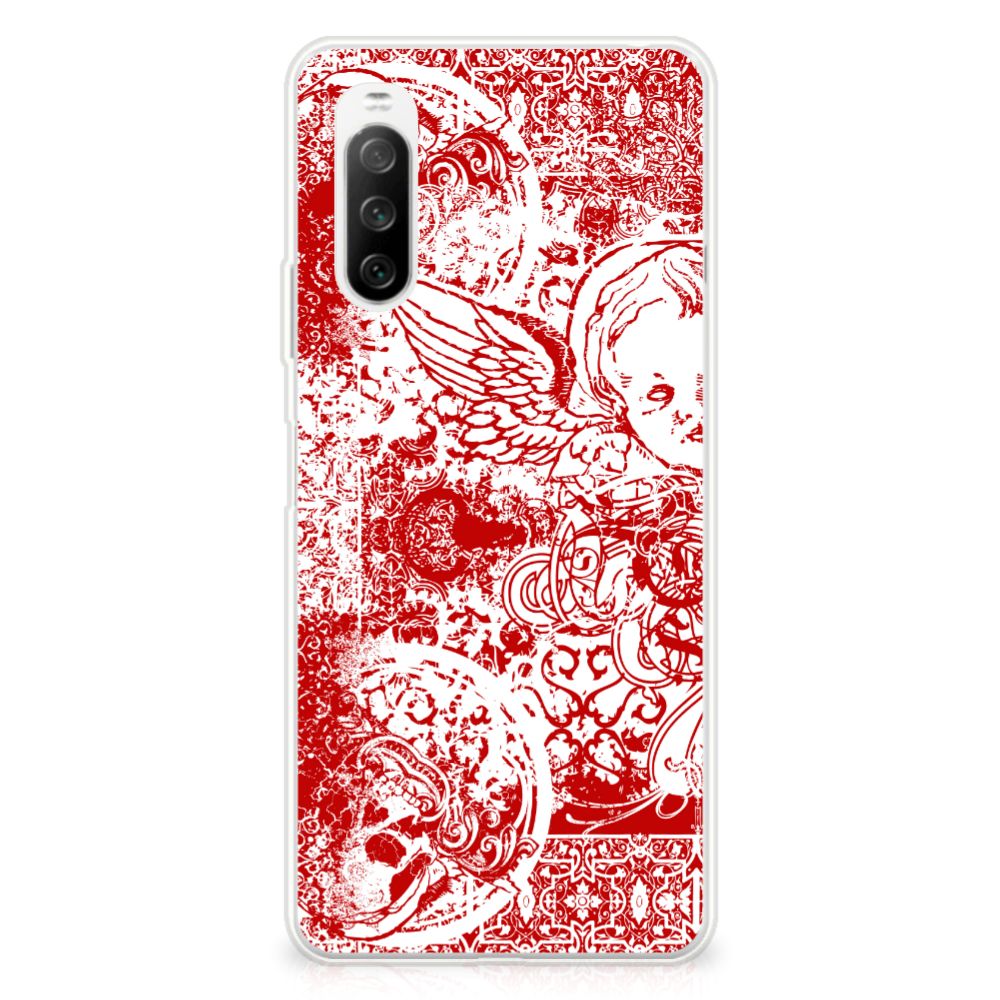 Silicone Back Case Sony Xperia 10 III Angel Skull Rood