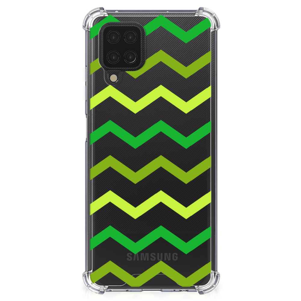 Samsung Galaxy A12 Doorzichtige Silicone Hoesje Zigzag Groen - B2C Telecom