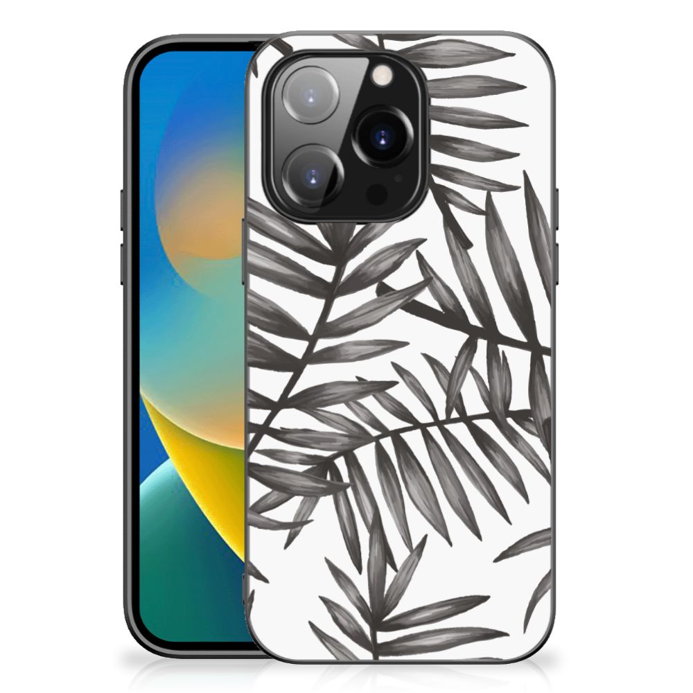 iPhone 14 Pro Bloemen Hoesje Leaves Grey B2C Telecom