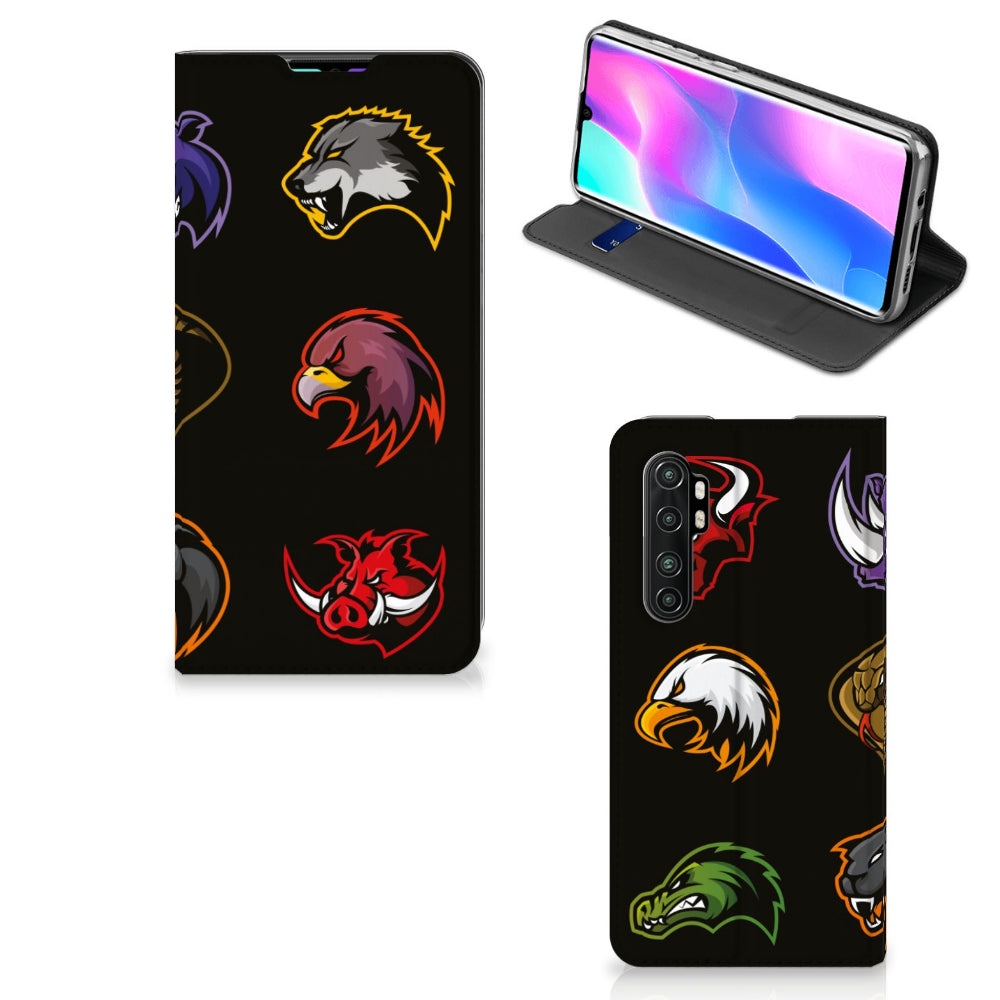 Xiaomi Mi Note 10 Lite Magnet Case Cartoon featuring colorful animal logos design.