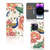 Telefoonhoesje met Pasjes voor iPhone 15 Pro Max Pink Peacock met kleurrijke pauwen en bloemen design 🌸.