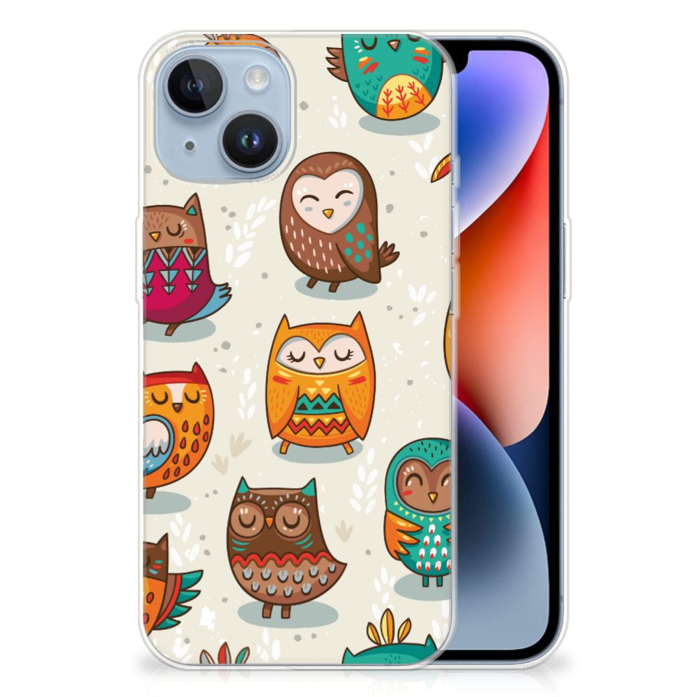 Apple iPhone 14 TPU Hoesje Vrolijke Uilen