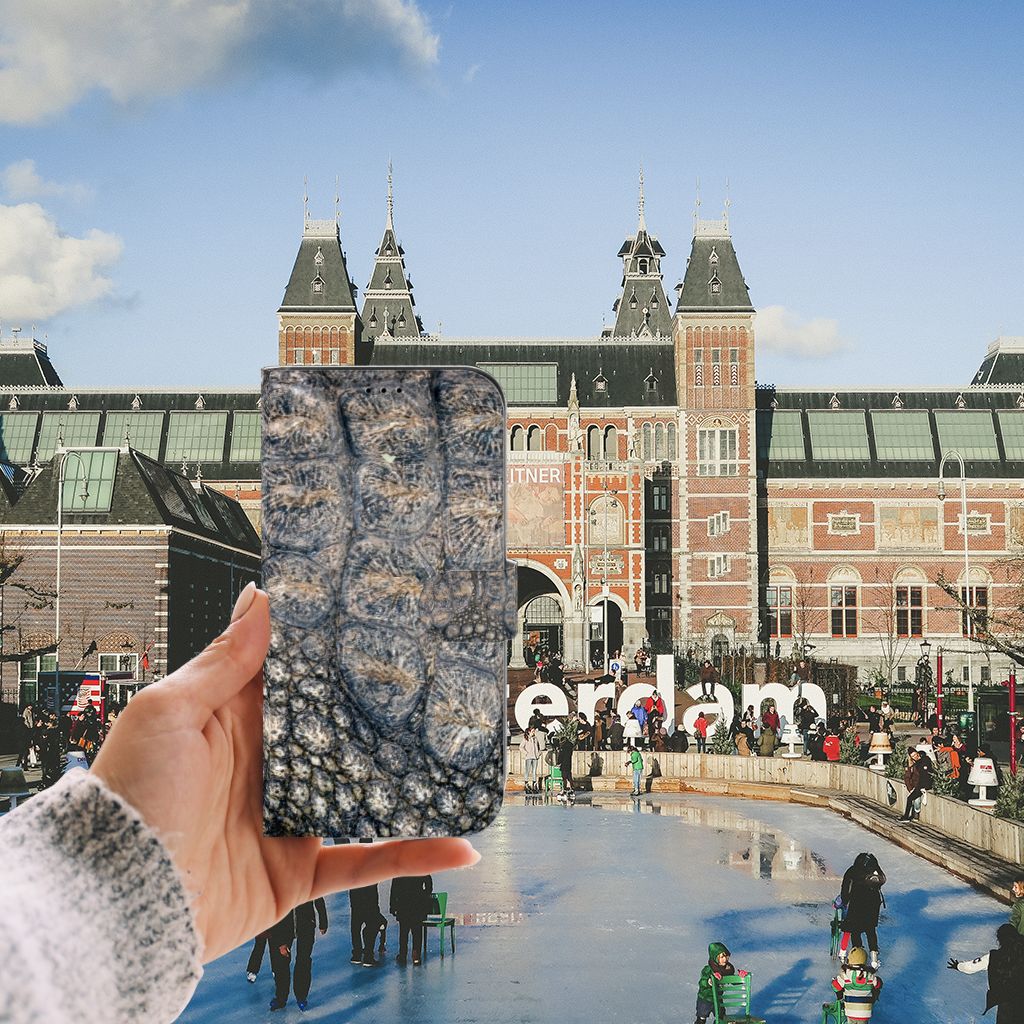 iPhone 13 Pro Max Telefoonhoesje met Pasjes Krokodillenprint