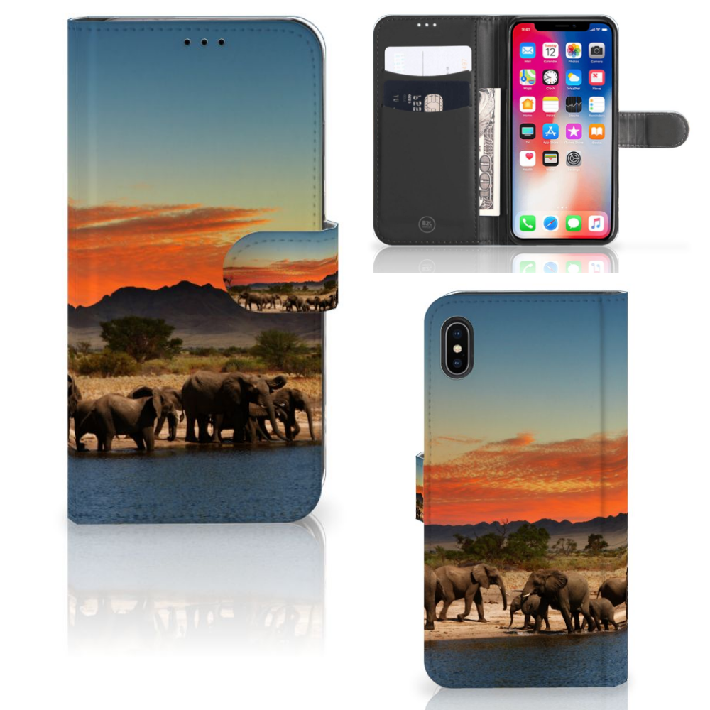 Apple iPhone Xs Max Telefoonhoesje met Pasjes Olifanten