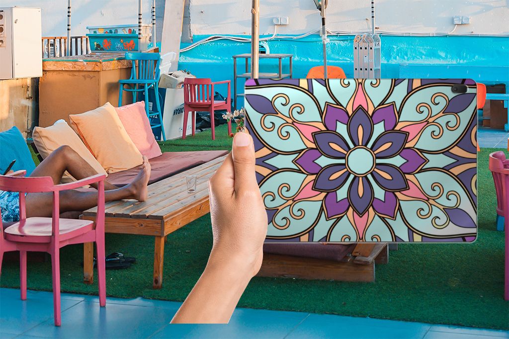 Lenovo Tab E10 Siliconen Hoesje Purple Flower