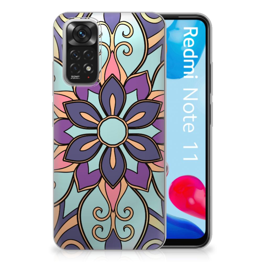 Xiaomi Redmi 10 | Redmi Note 11 4G TPU Case Purple Flower