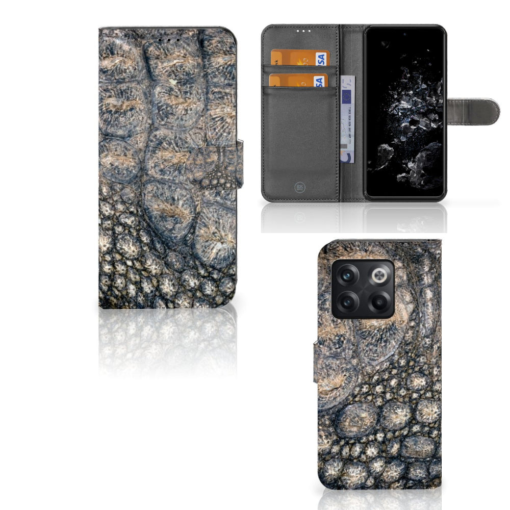 OnePlus 10T Telefoonhoesje met Pasjes Krokodillenprint