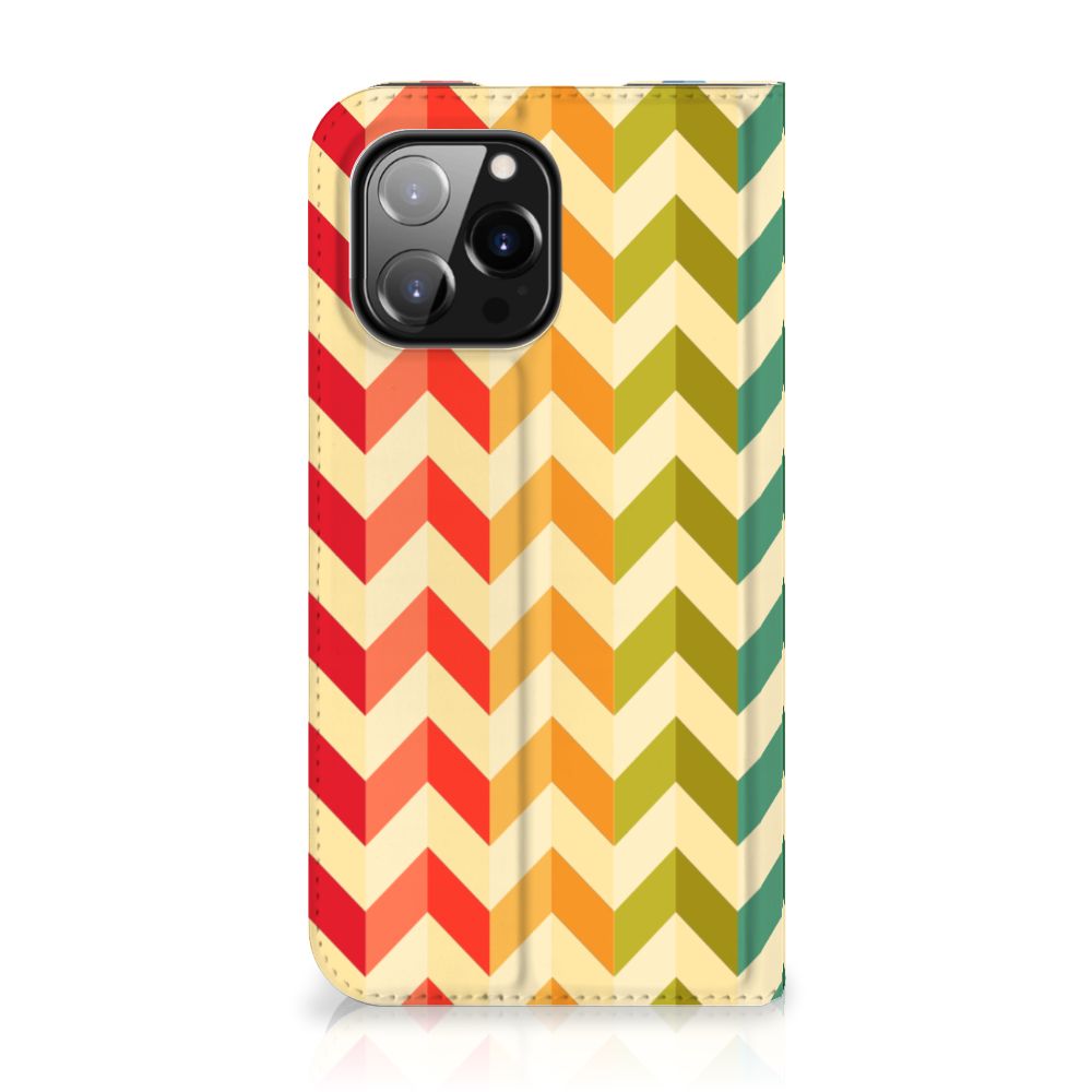 iPhone 14 Pro Max Hoesje met Magneet Zigzag Multi Color