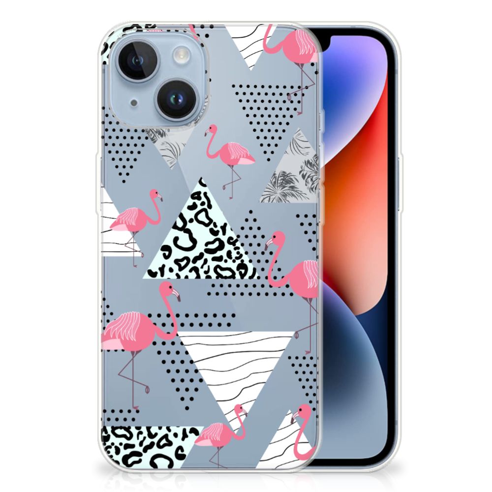 Apple iPhone 14 TPU Hoesje Flamingo Triangle