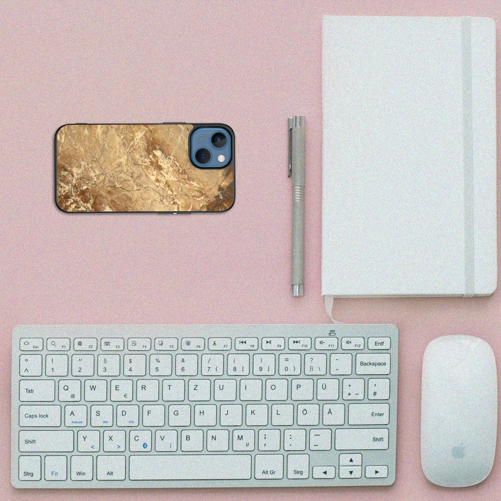 Apple iPhone 13 mini Marmeren Print Telefoonhoesje Marmer Creme B2C Telecom