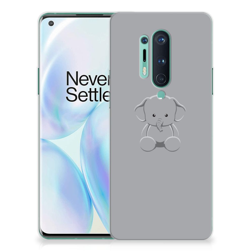 OnePlus 8 Pro Telefoonhoesje met Naam Grijs Baby Olifant