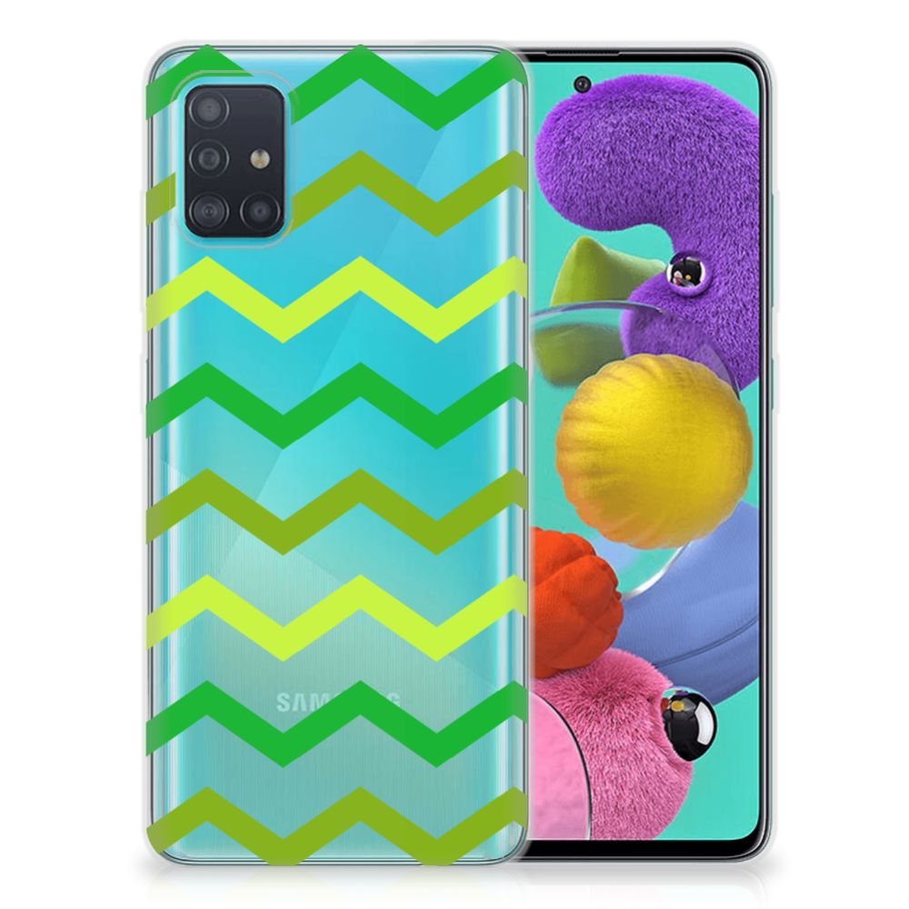 Samsung Galaxy A51 TPU bumper Zigzag Groen