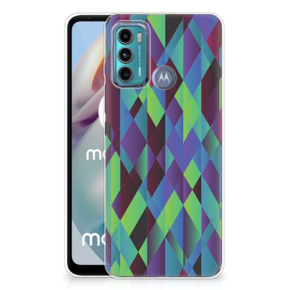 Motorola Moto G60 TPU Hoesje Abstract Green Blue B2C Telecom