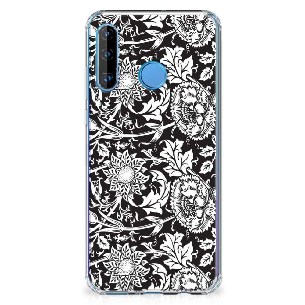 Huawei P30 Lite Case Black Flowers