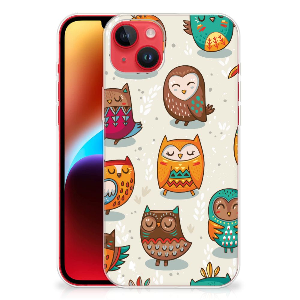 iPhone 14 Plus TPU Hoesje Vrolijke Uilen
