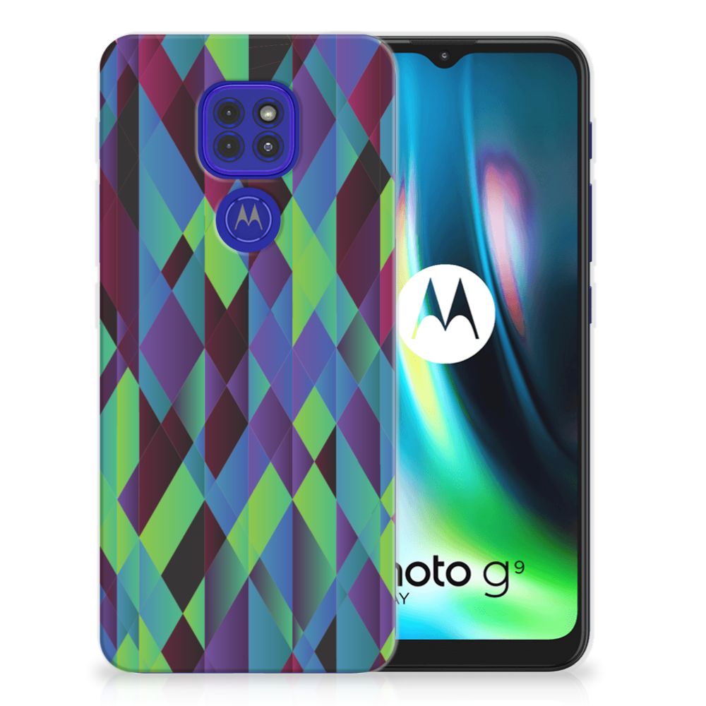 Motorola Moto G9 Play | E7 Plus TPU Hoesje Abstract Green Blue B2C Telecom