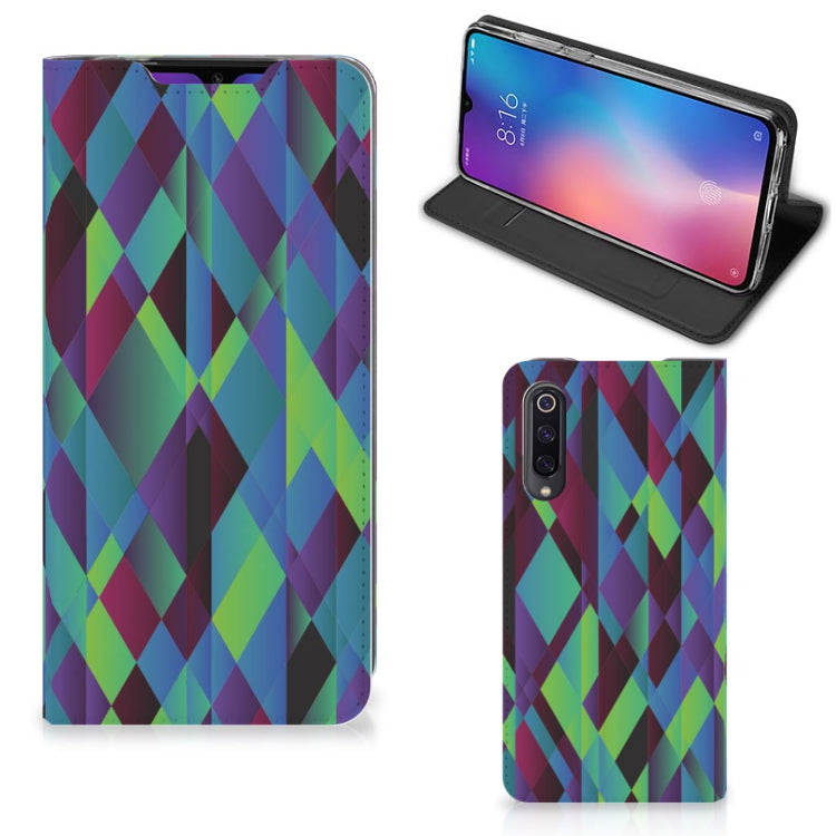 Xiaomi Mi 9 Stand Case Abstract Green Blue