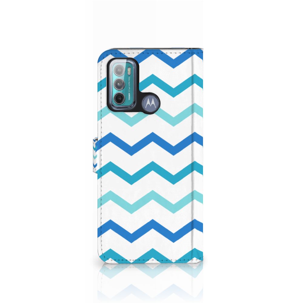 Motorola Moto G60 Telefoon Hoesje Zigzag Blauw