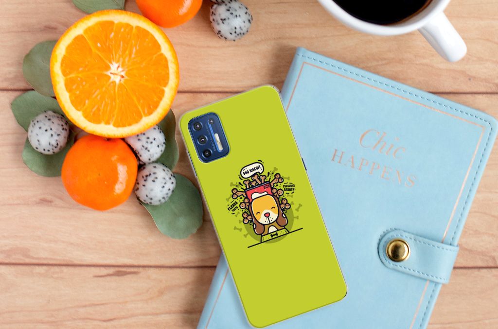 Motorola Moto G9 Plus Telefoonhoesje met Naam Doggy Biscuit B2C Telecom