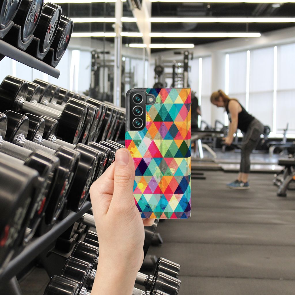 Samsung Galaxy S22 Plus Hoesje met Magneet Geruit - B2C Telecom