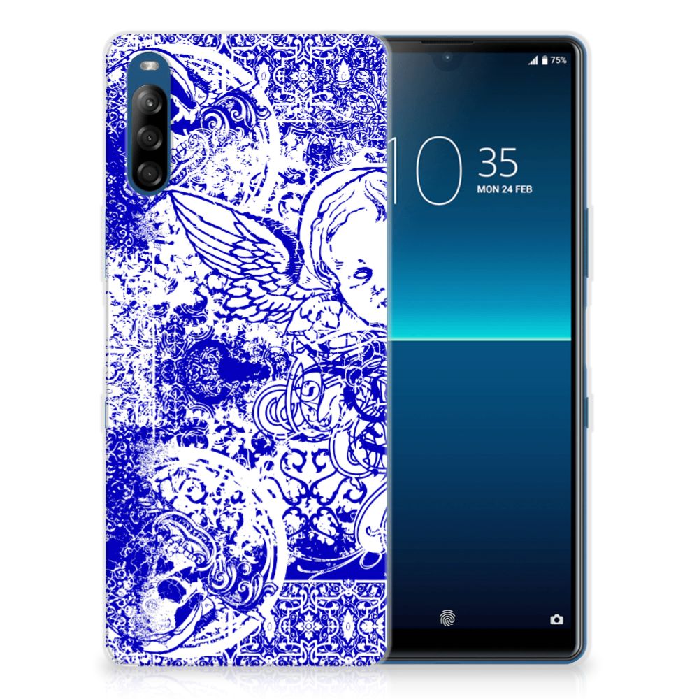 Silicone Back Case Sony Xperia L4 Angel Skull Blauw