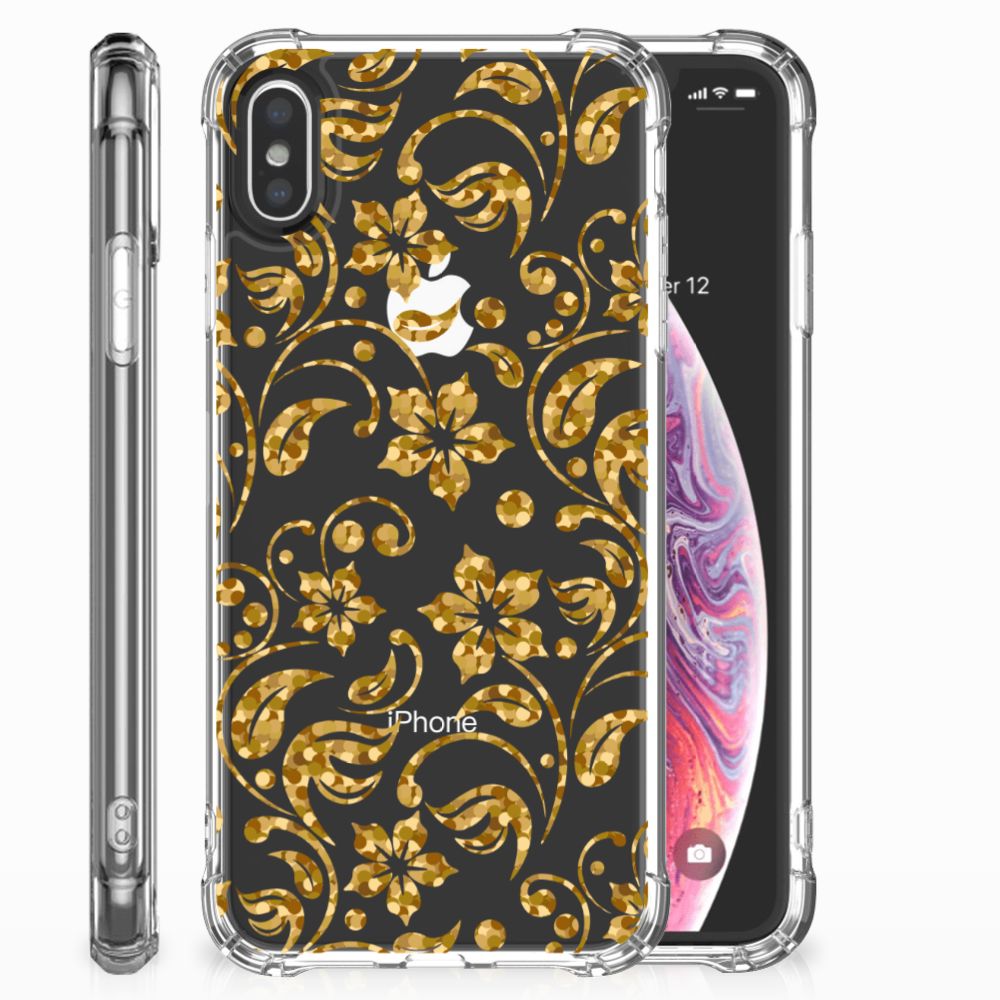 Apple iPhone X | Xs Case Gouden Bloemen