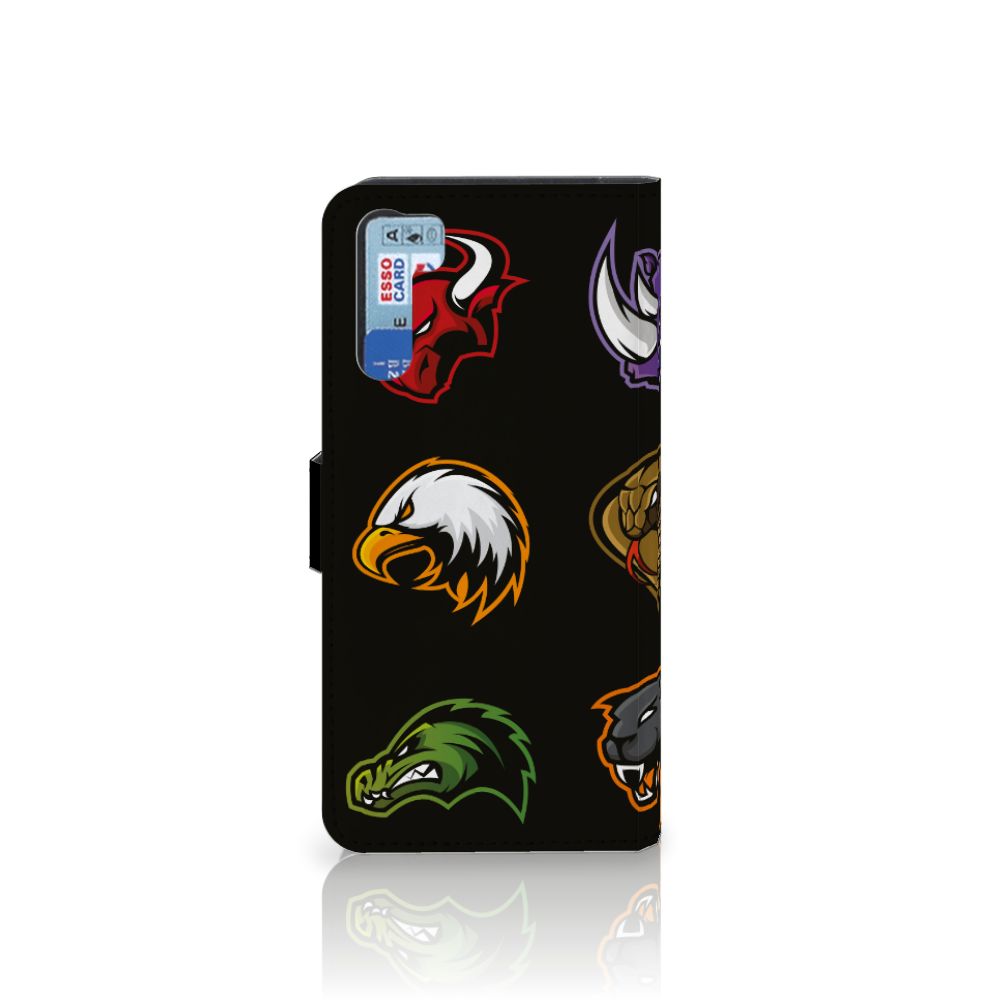 OPPO A91 | Reno3 Leuk Hoesje Cartoon met kleurrijke cartoonachtige designs van dierenhoofden.