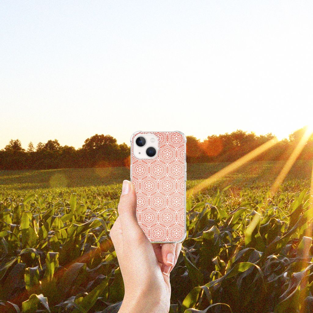 iPhone 13 mini Doorzichtige Silicone Hoesje Pattern Orange - B2C Telecom