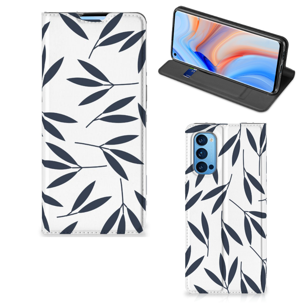 OPPO Reno4 Pro 5G Smart Cover Leaves Blue - B2C Telecom
