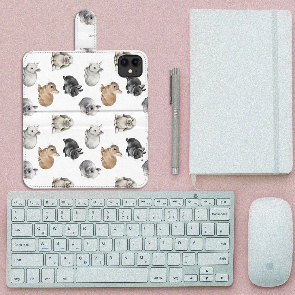 Telefoonhoesje met Pasjes voor Apple iPhone 11 Konijntjes met schattige konijntjesdesign.