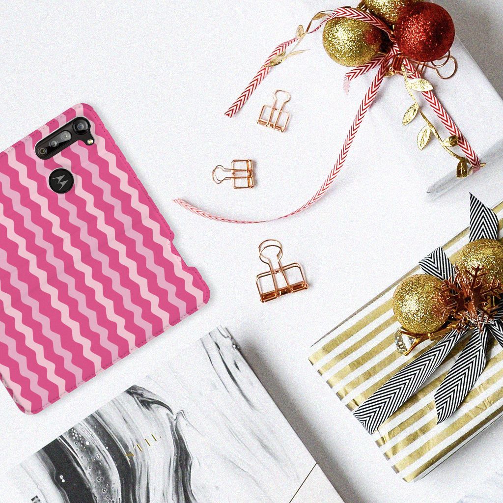 Motorola Moto G8 Power Hoesje met Magneet Waves Pink - B2C Telecom