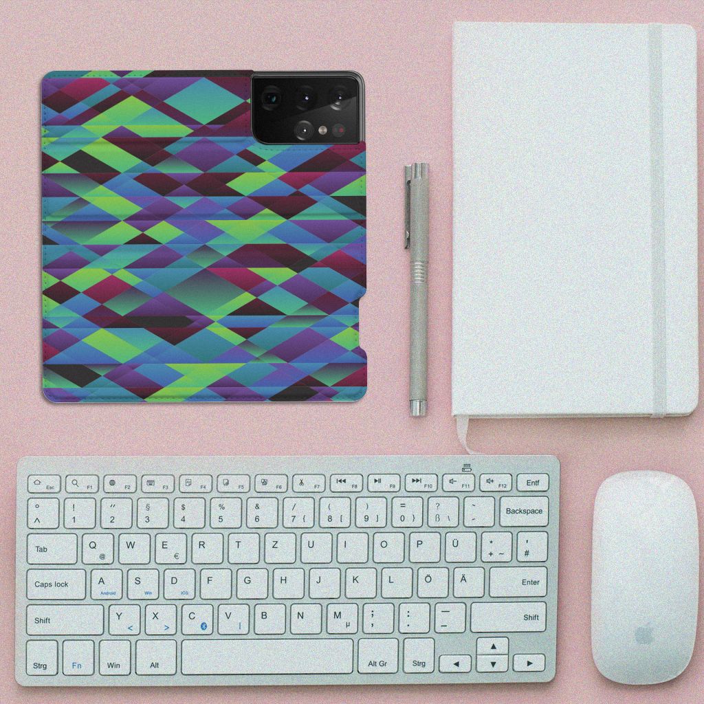 Samsung Galaxy S21 Ultra Stand Case Abstract Green Blue - B2C Telecom