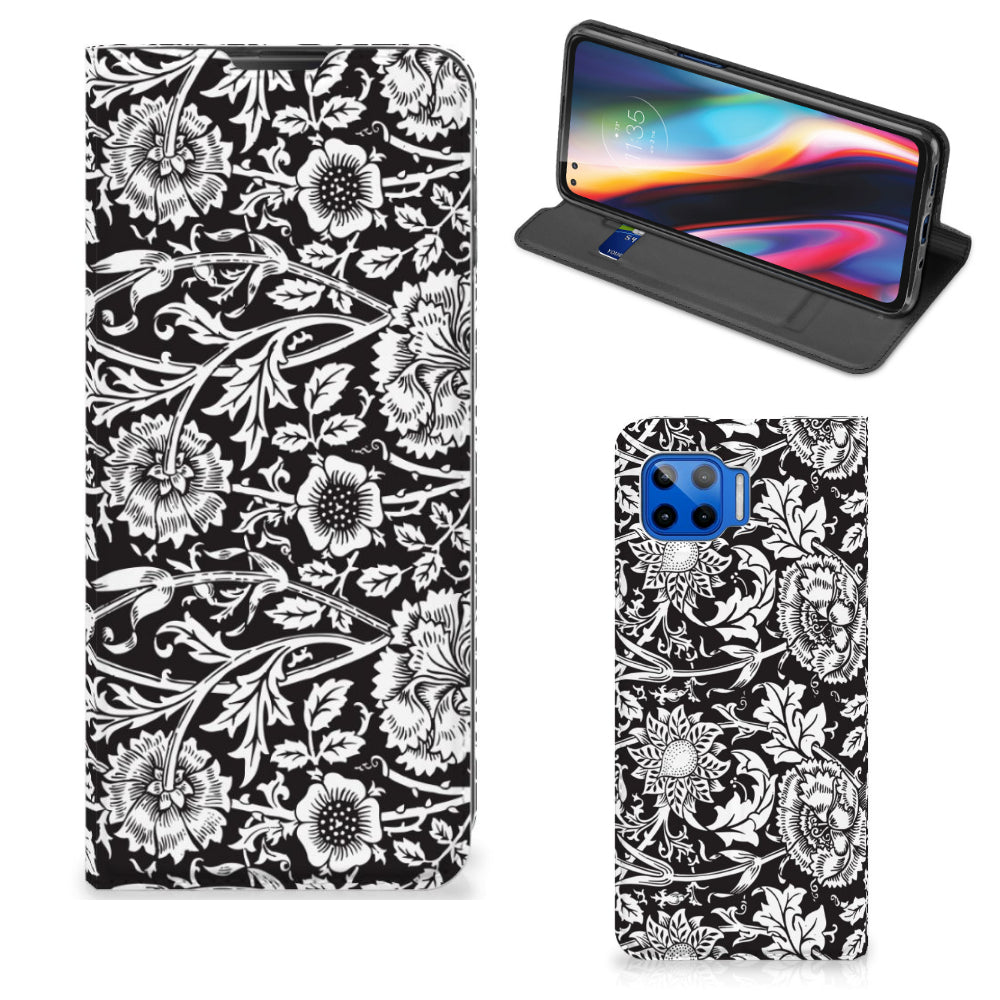 Motorola Moto G 5G Plus Smart Cover Black Flowers